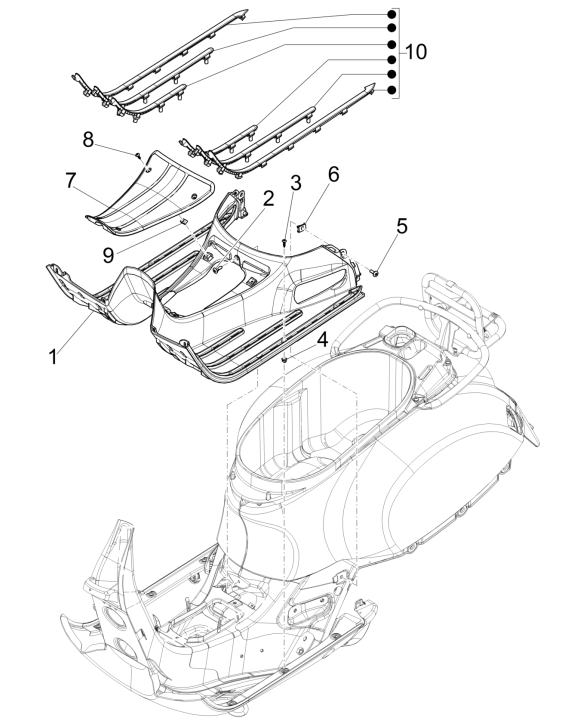 Zentralabdeckung - Vespa GTS 125 4T E5 ABS 2021 Fußstütze (EMEA)