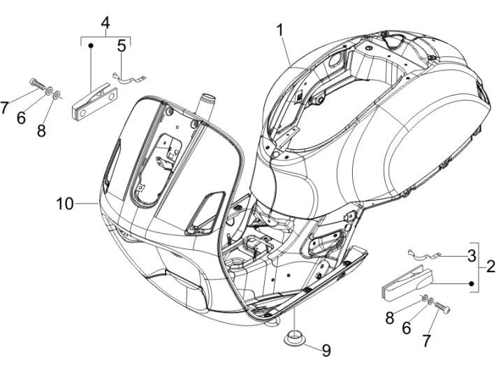 Fahrwerk/Rahmen Vespa GTS 250 ie 2005-2009 (mit ABS) gelb 928