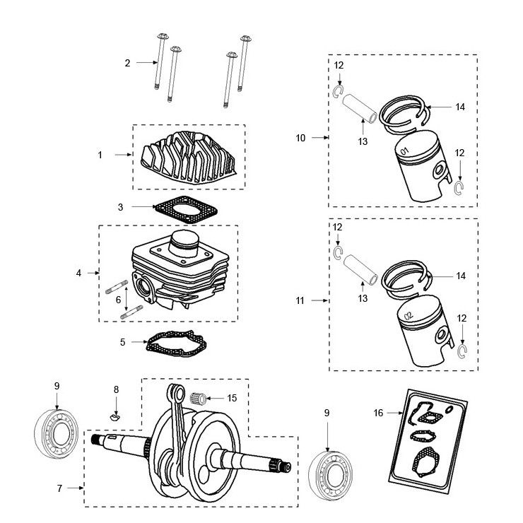 Zylinder Kurbelwelle Peugeot Speedfight 2 AC E2 2-Takt
