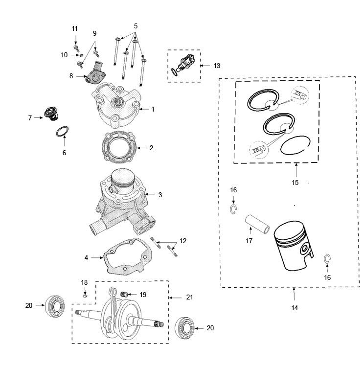 Zylinder Kurbelwelle Peugeot Speedfight 3 LC 2-Takt