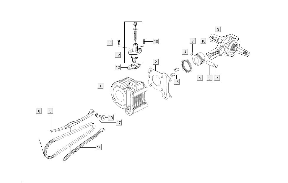 Zylinder-Kurbelwellenkolben Kymco Super8 4-Takt ab 2009 Blau