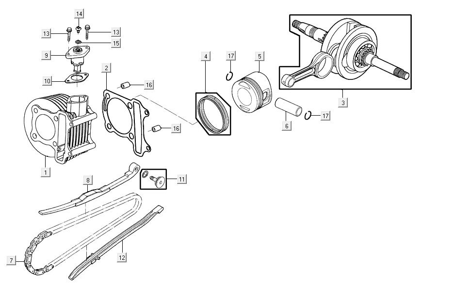 Zylinder-Kurbelwelle AGILITY 16+ 4T 125 Matt Metallic Hellblau