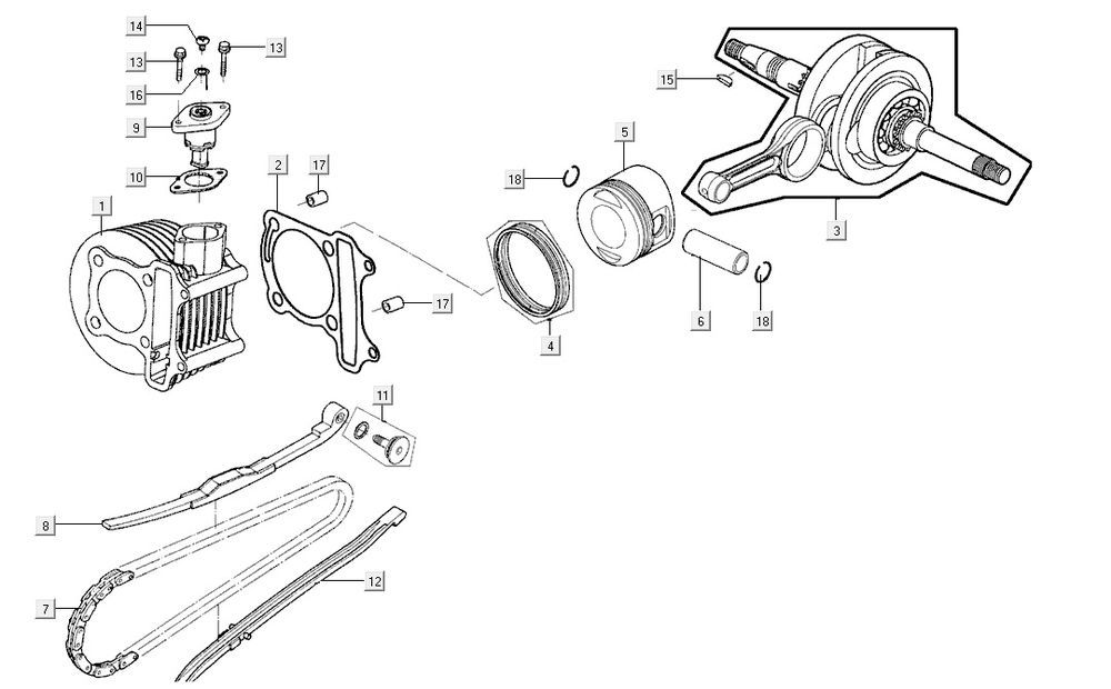 Zylinder-Kurbelwelle AGILITY CITY 16 4T 125