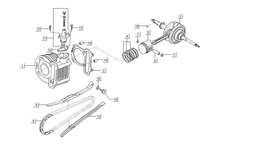 Zylinder-Kurbelwelle Kymco Agility FR 12