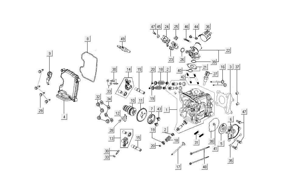 Zylinderkopf - Nockenwelle - Ventile Kymco New Sento 50i 4T AC Gold