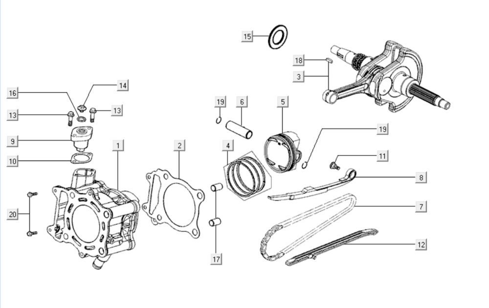 Zylinder - Kurbelwelle Kymco Downtown 300i weiß