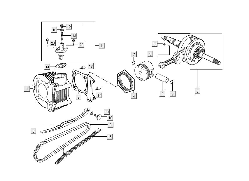Zylinder - Kurbelwelle Kymco People S 4-Takt Elegance braun