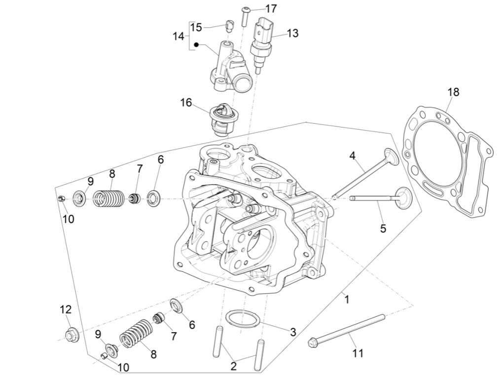 Zylinderkopf Piaggio MP3 300 HPE/300 HPE SPORT E5 ABS 2020-2022 (EMEA)