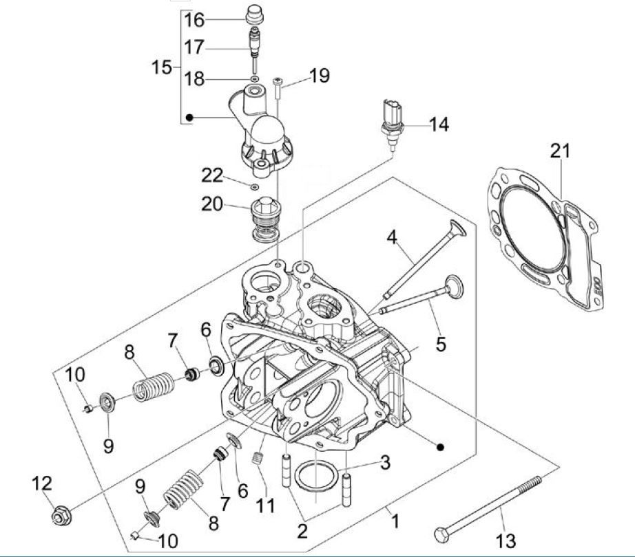 Zylinderkopf Piaggio MP3 300 ie E4 LT BUSINESS - SPORT NOABS-ABS 2016 - 2018 (EMEA)