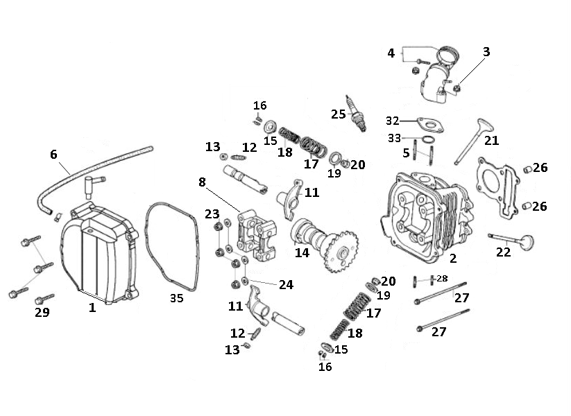Zylinderkopf GY6 10/12 Zoll (EURO 4; nach 2018)-Cilinderkop GY6 10 / 12 inch (EURO 4 na 2018) l tm n