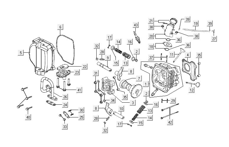 Zylinderkopf Kymco Agility 10' 4-Takt weiß silber