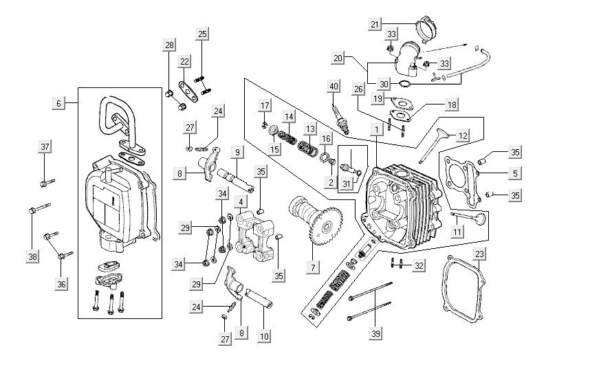 Zylinderkopf Kymco Agility 12 4-Takt 125 blau
