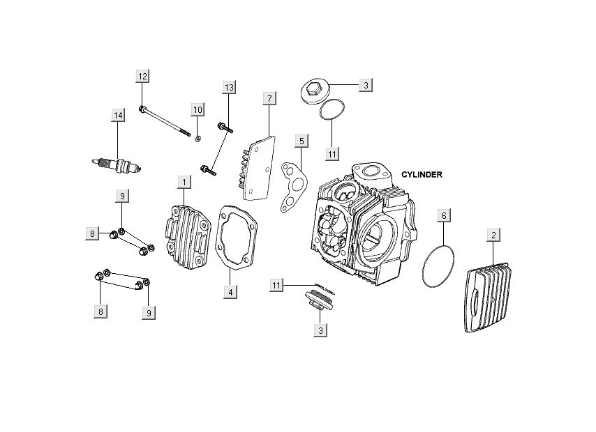 Zylinderkopfteile Kymco Nexxon 4-Takt dunkelgrau