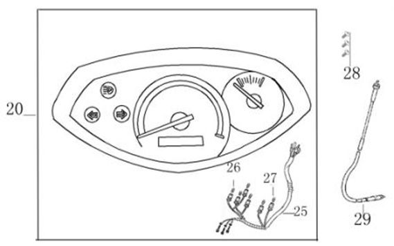 Tachometer - Tachowelle Berini Sprint 50 4T AC Weiß