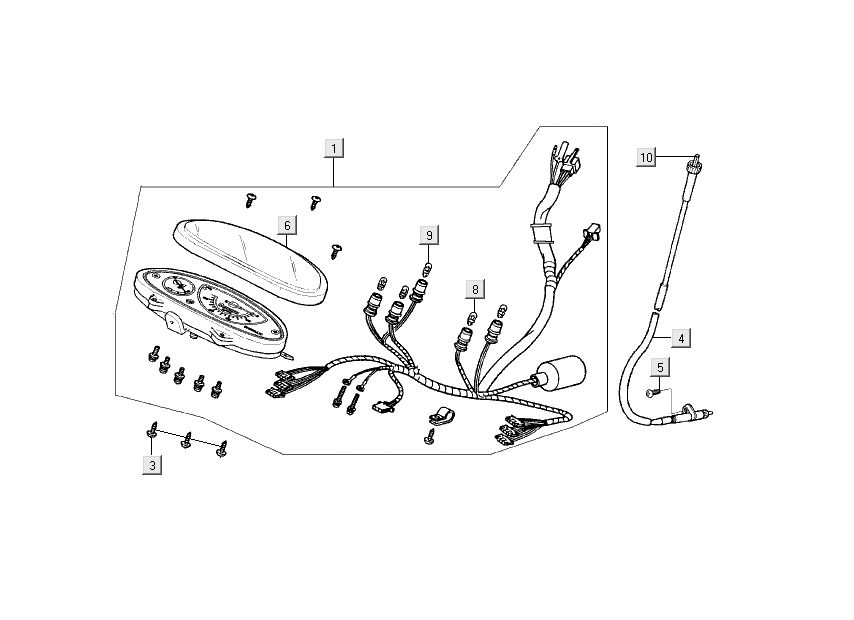 Cockpit - Theke - Kabel Kymco Filly 4-Takt silber