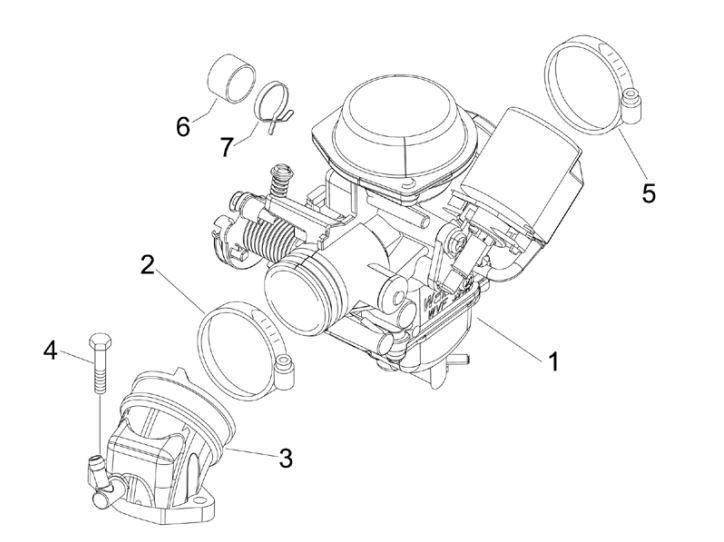 Kompletter Vergaser - Gilera Runner 200cc VXR 4-Takt 2006 Versorgungsanschluss