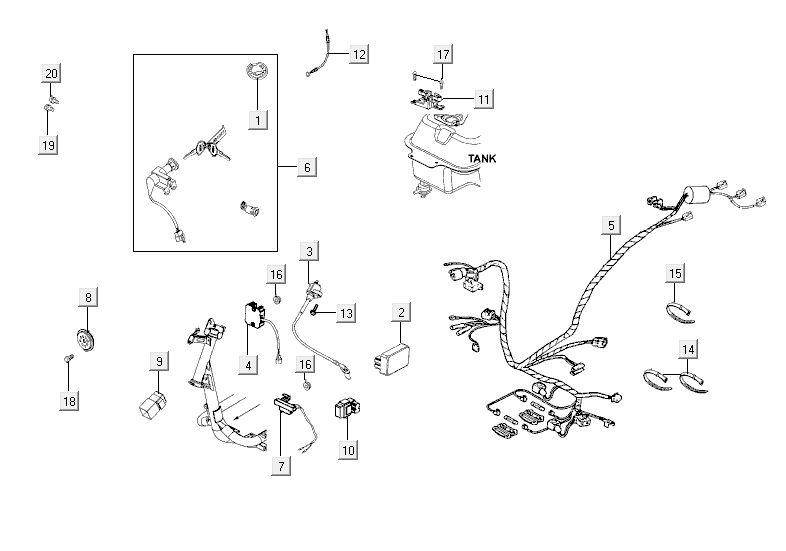 Kabelbaum Zündschloss Kymco Agility RS 4-Takt weiß 09