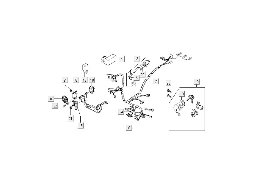 Zündschloss Kabelsatz Kymco Super9 Wechselstrom o.m 2-Takt mattschwarz Rot
