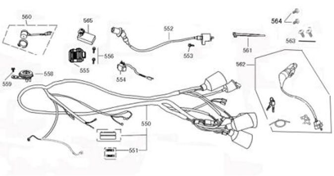 Zündschloss Kabelbaum Znen Elegance dunkelblau