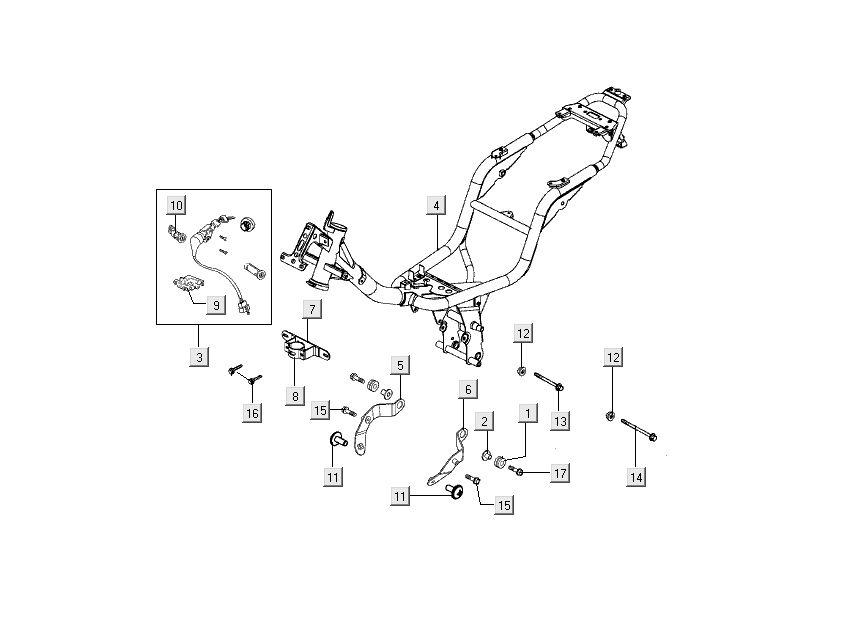 Zündschloss - Rahmen Kymco Nexxon 4-Takt dunkelgrau