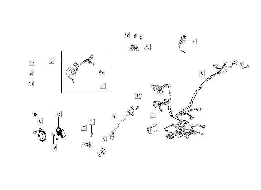 Zündschloss - Kabelbaum Kymco Like 4-Takt Tecno Silber wie T T 2015