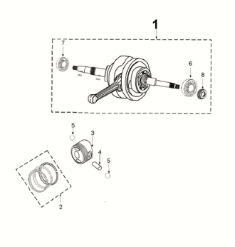 Crankshaft piston Peugeot Django 125 EFI E5 2021-2022