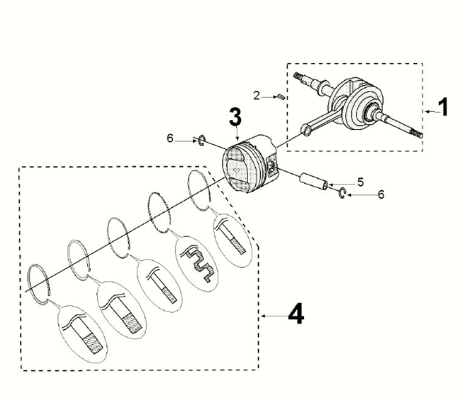Peugeot Django 4-Takt-Euro-5-Kurbelwellenkolben