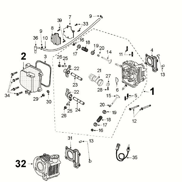 Zylinder - Zylinderkopf - Nockenwelle Peugeot Django 4-Takt Euro 5