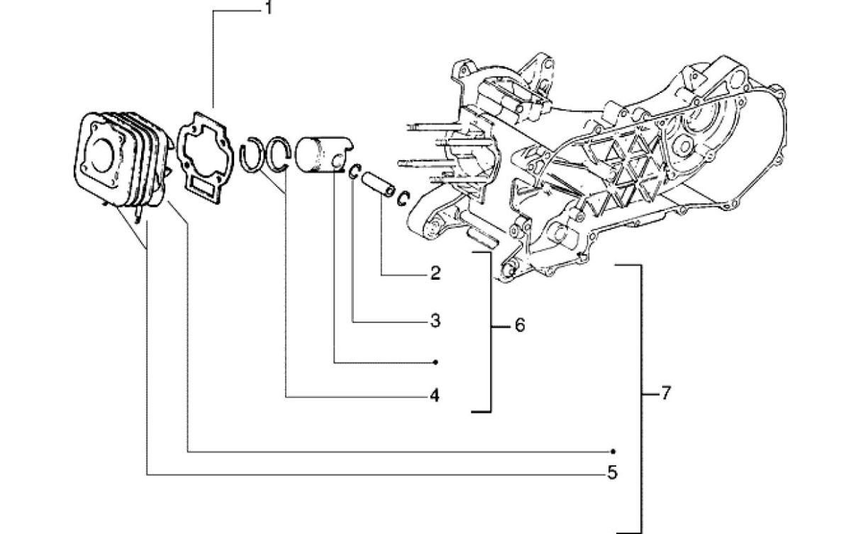 Zylinder - Kolben - Gelenkbolzen komplett Piaggio Zip RST