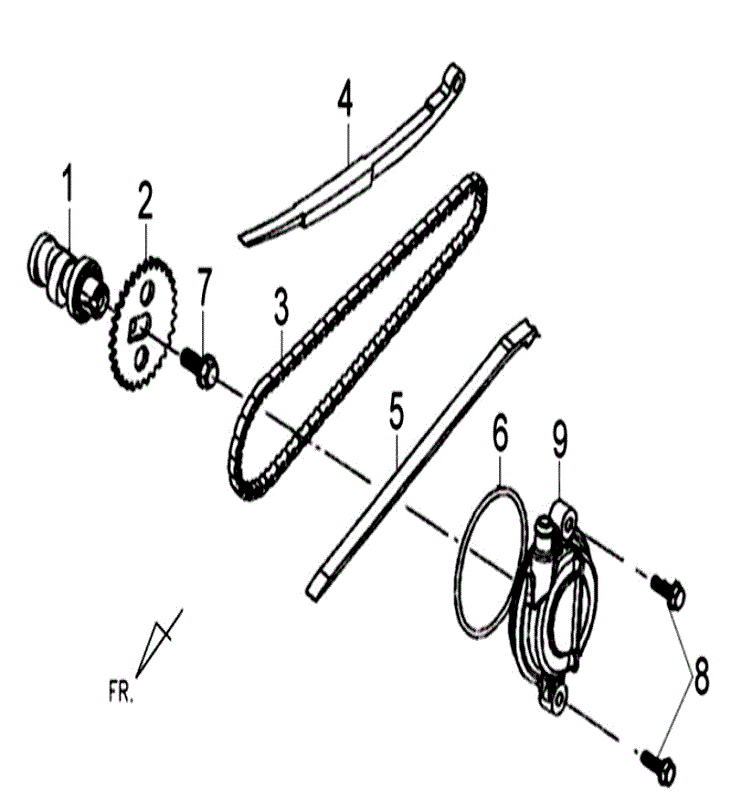CamChain Sym Orbit II (WH8018P) weißes Zylinderkopfgehäuse