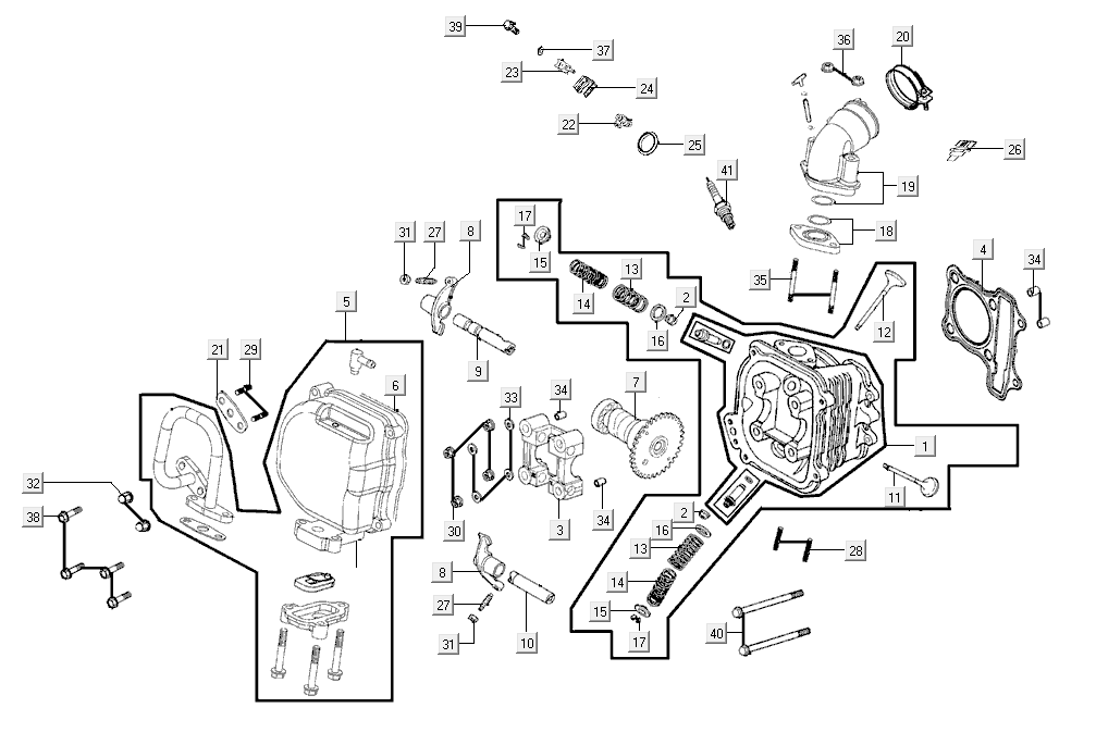 Zylinderkopf KYMCO SUPER8 STREET 50I E4 MATTSCHWARZ