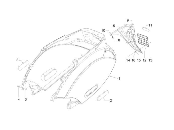 Seitenverkleidung Piaggio Zip 2000 2-Takt AC rot 894
