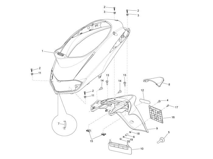 Unterboden Piaggio Liberty 4-Takt weiß 595