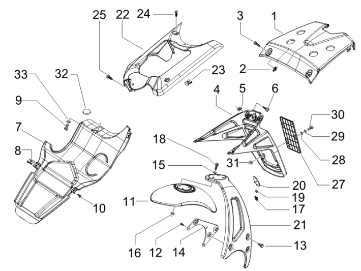 Schmutzfänger hinten - Schmutzfänger Gilera Runner 50 SP 2010-2017 mattschwarz 80/B