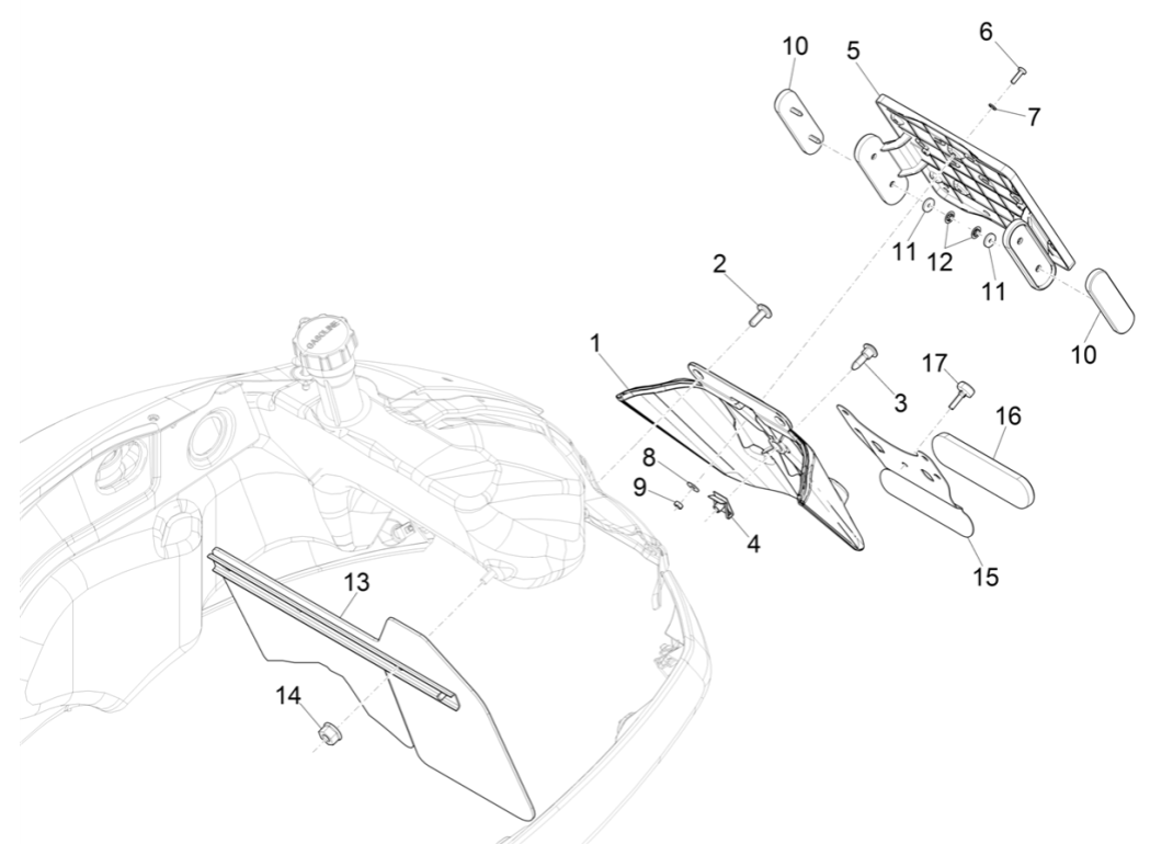 Hintere Schutzbleche - Schmutzfänger Vespa GTS 125 4T E4 ABS 2019 (EMEA)