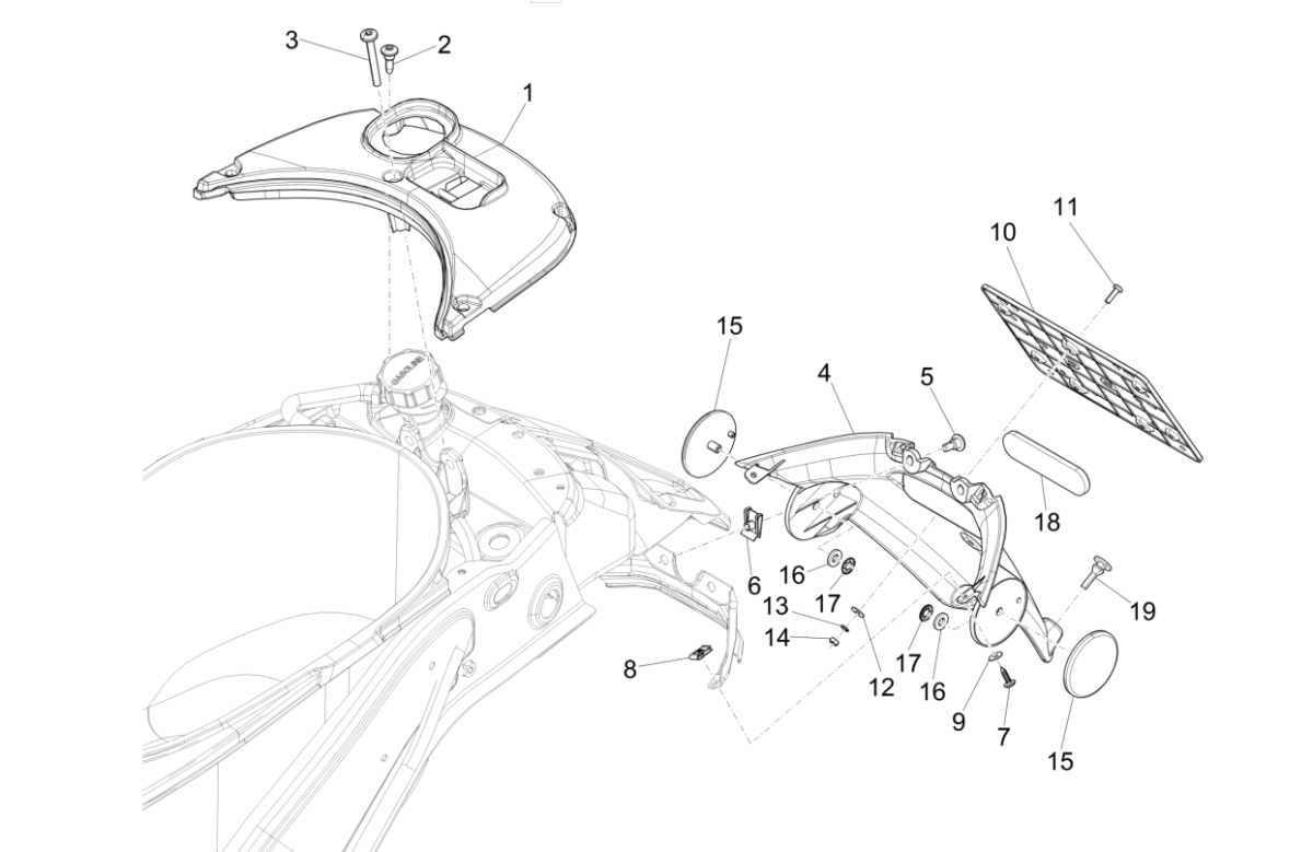 Kotflügel hinten Vespa Sprint 4-Takt 3-Ventil (Euro5-Einspritzung IGET)