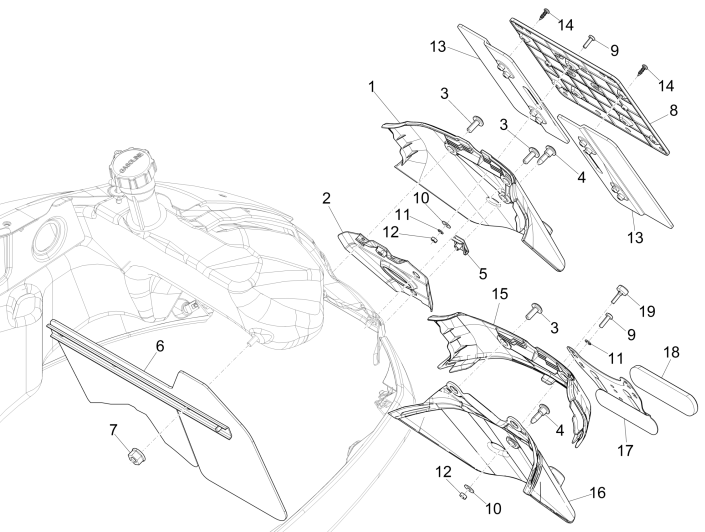 Heckverkleidungen Vespa GTS 250 dh 2005-2016 (ohne ABS) red dragon 894