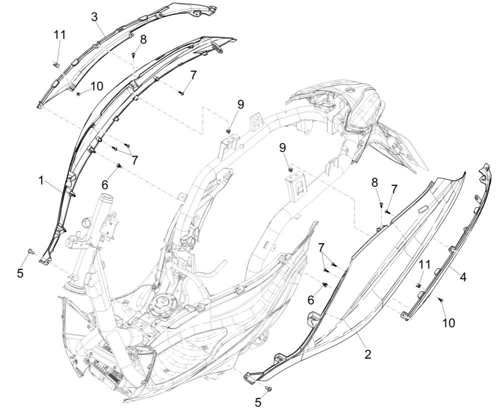 Seitenverkleidungen - Spoiler Piaggio Medley 125 ABS E5 2021-2022 (EMEA)