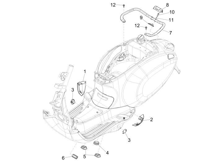 Seitenschweller Vespa Sprint grau titanio 742/b