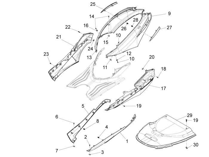 Unterspoiler Piaggio New Fly 4-Takt 4-Ventil weiß 566