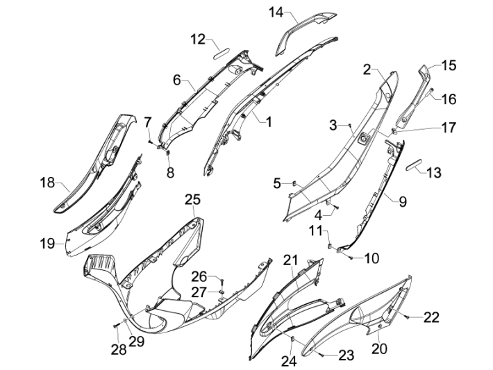 Motorverkleidungen - Unterbodenspoiler Gilera Runner 50 SP 50 2T LC 2010-2017 Orange 954/A