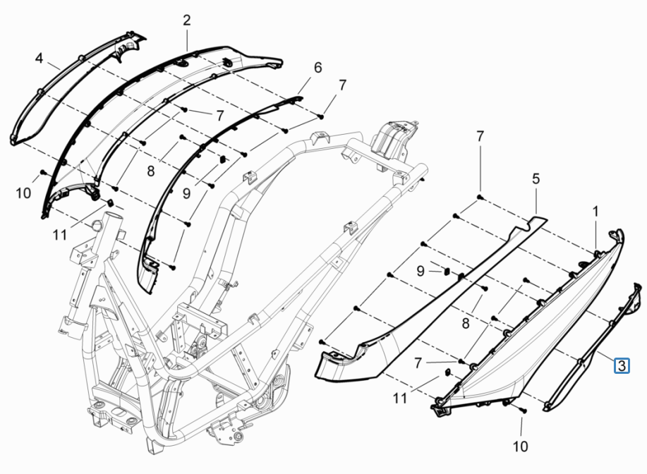 Seitenkappen - Spoiler Piaggio Beverly 125 RST 4T 4V IE E3 2010-2015 (EMEA)