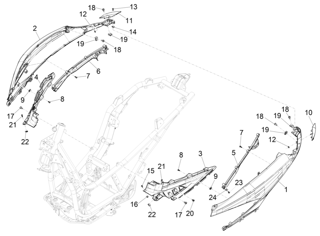 Seitenkappen - Spoiler Piaggio Beverly 300 4T 4V HPE ABS E5 2021-2022 (EMEA)