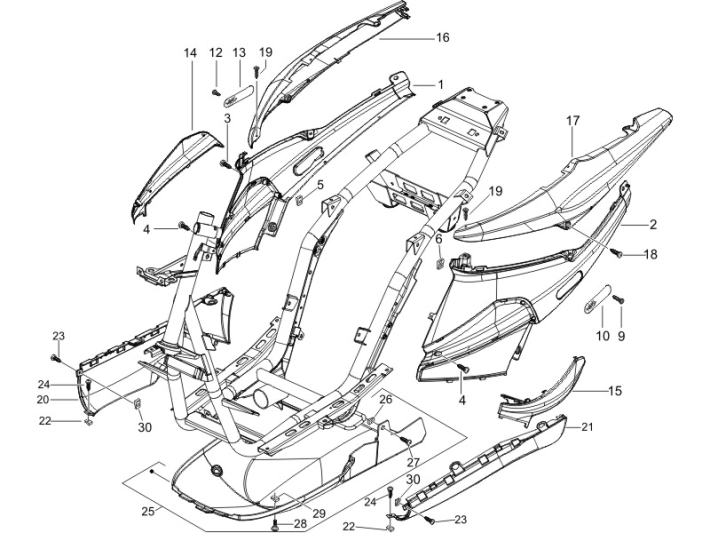 Seitenverkleidungen - Spoiler Piaggio NRG Power DD 2007-2017 mattschwarz 80/B