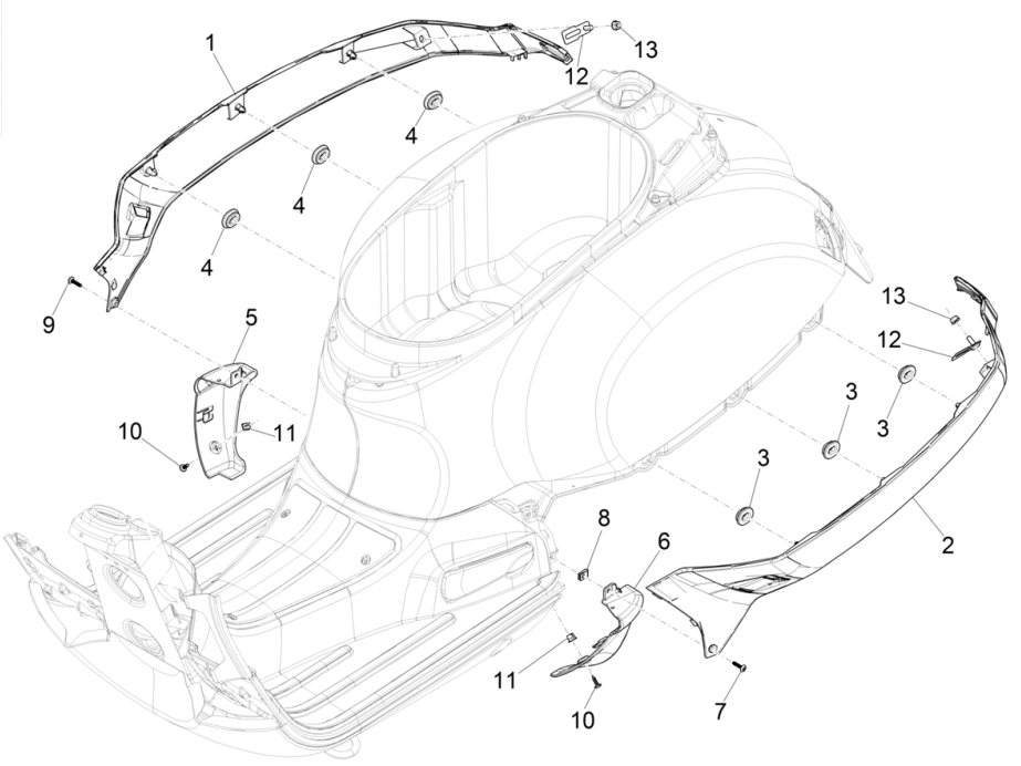 Seitendeckel - Spoiler Vespa GTS 125 4T E4 ABS 2019 (EMEA)