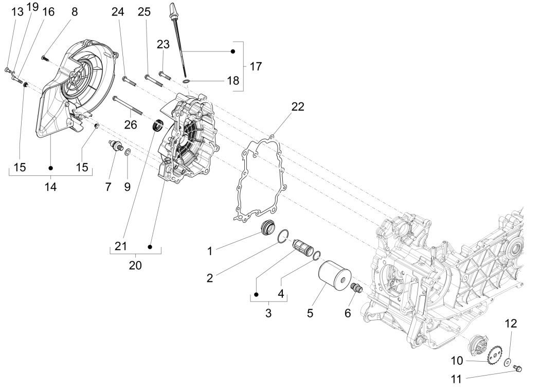 Magnetische Schwungradabdeckung aus ABS für Piaggio Liberty 125 4-Takt 3V IE (IGET Euro 5)