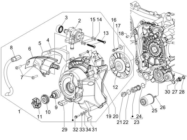 Magnetische Schwungradabdeckung - Ölfilter Gilera Runner 200cc VXR 4-Takt 2006