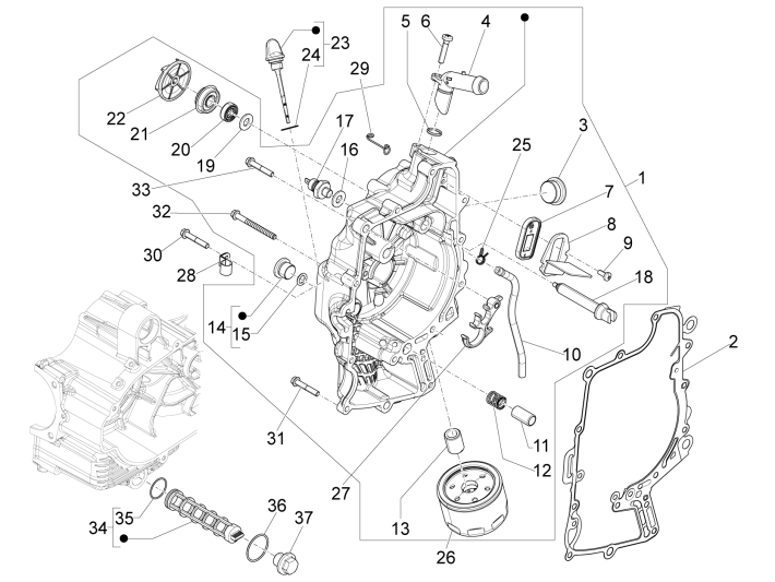 Magnetische Schwungradabdeckung - Ölfilter Piaggio Beverly 500 E3 2007-2012
