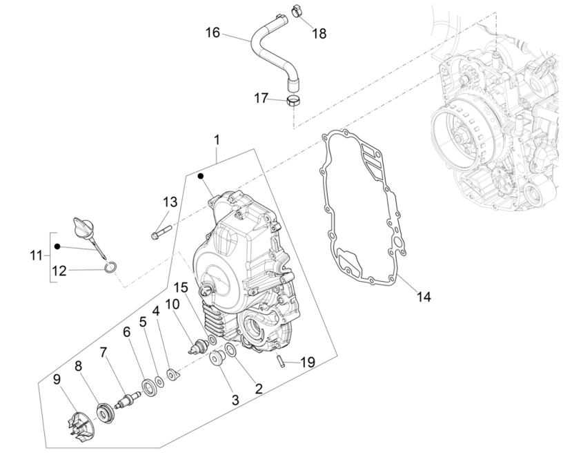Magnetische Schwungradabdeckung - Piaggio MP3 350 Maxi Sport E4 ABS 2018-2020 Ölfilter (EMEA)