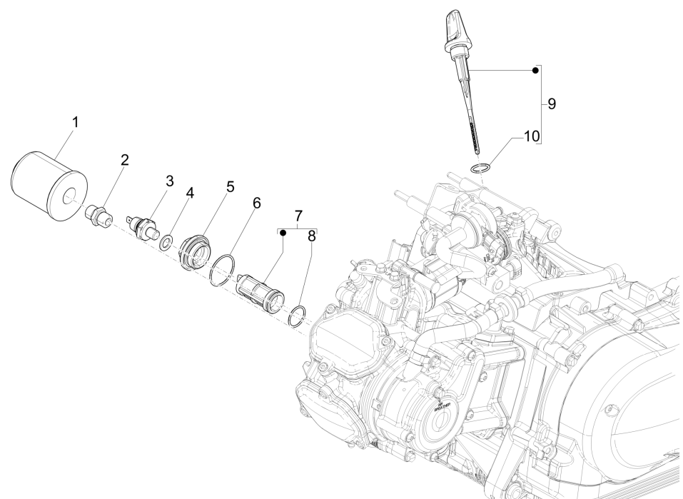 Magnetische Schwungradabdeckung - Ölfilter Vespa GTS 125 4T E5 ABS 2021 (EMEA)
